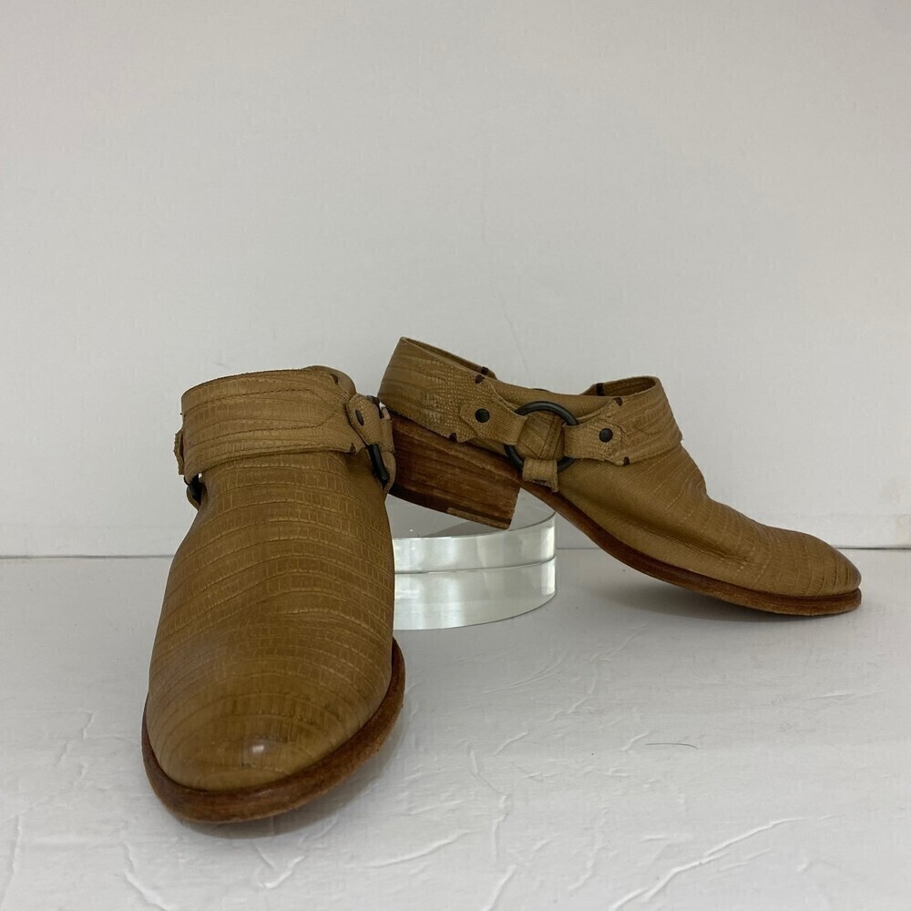 Frye Belted harness leather mule boots Size 9.5 B